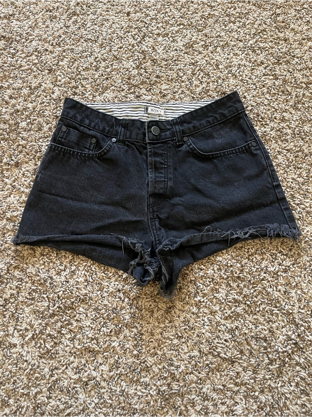 Roxy Black High-Rise Denim Jean Shorts